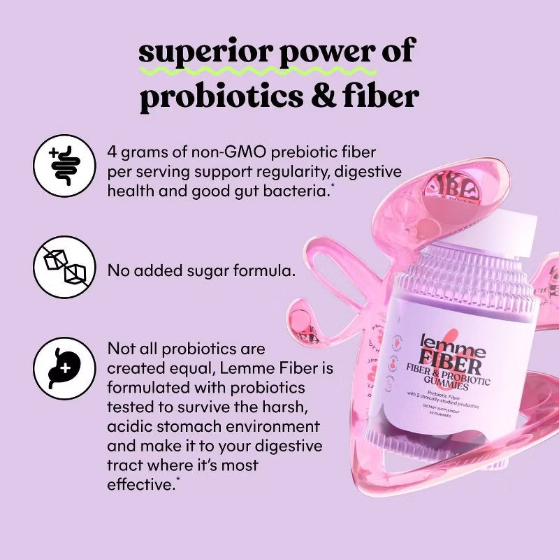 Lemme Fiber and Probiotic Gummies - 60ct