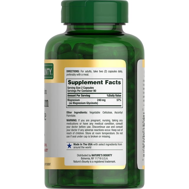 Nature's Bounty Magnesium Glycinate 240mg.